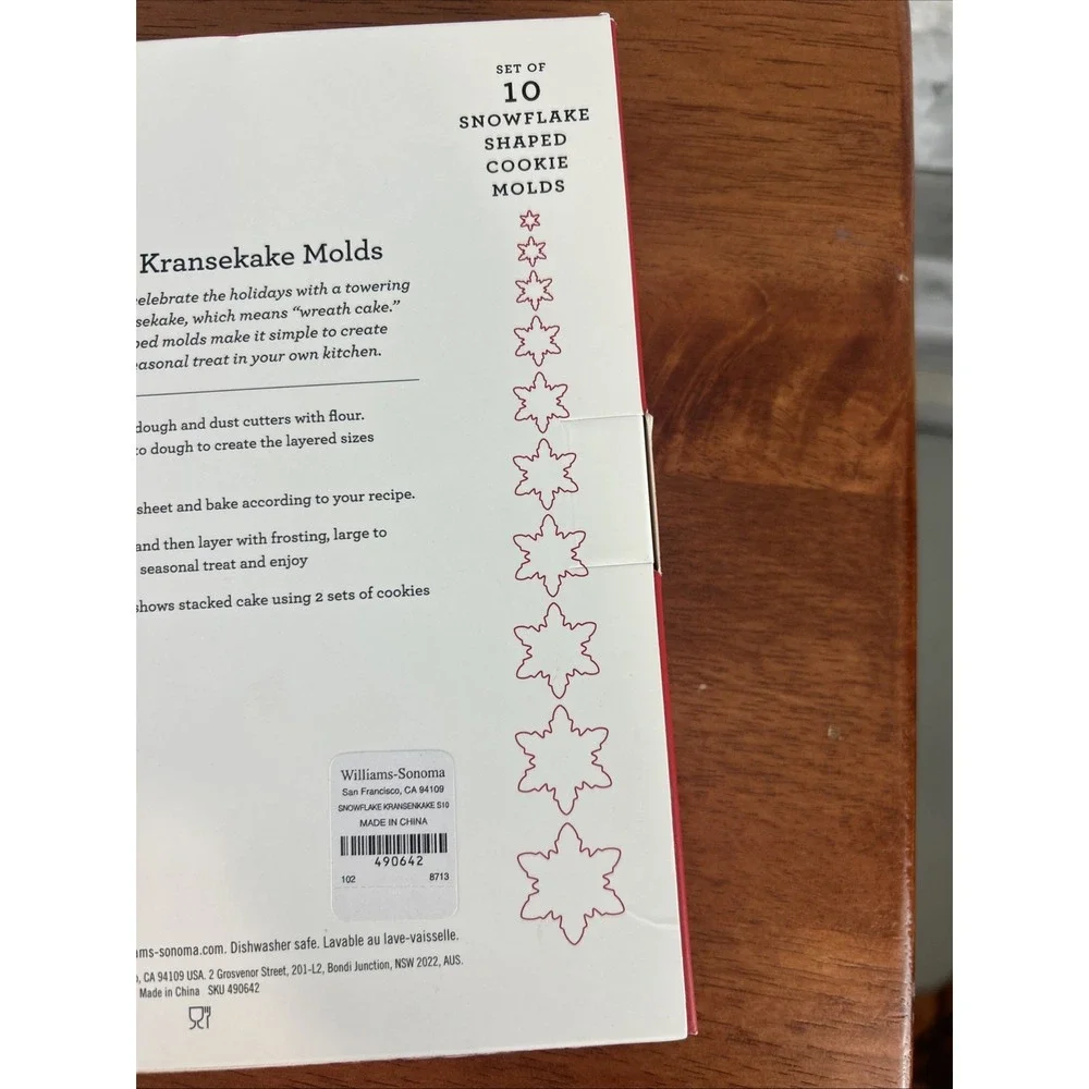 NEW Williams Sonoma Christmas Holiday Kransekake Set of 10 Snowflake Cookie Mold
